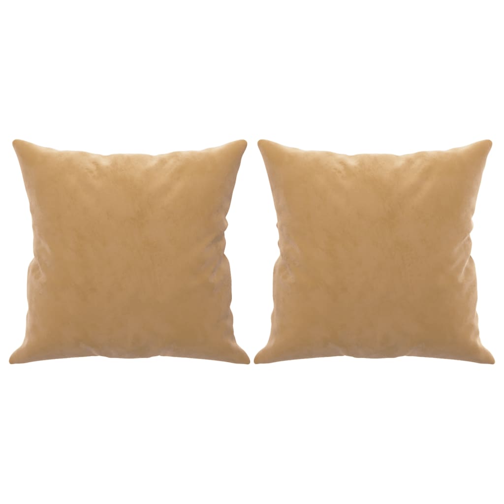 Sofá 2 lugares c/ almofadas decorativas 140 cm veludo castanho