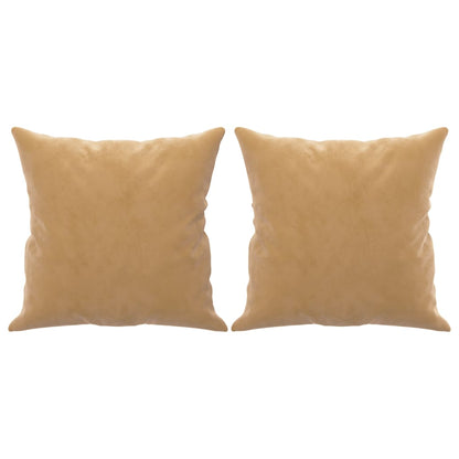 Sofá 2 lugares c/ almofadas decorativas 140 cm veludo castanho