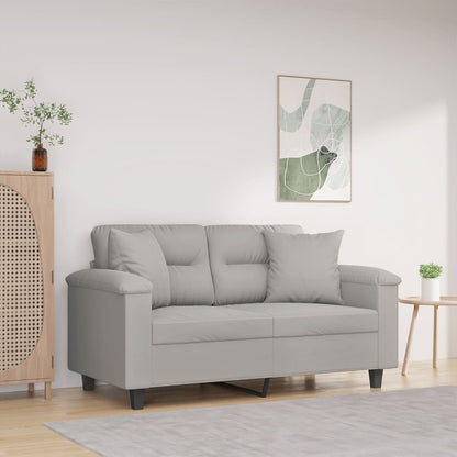 Sofá 2 lugares c/ almofadas 120 cm microfibra cinzento-claro