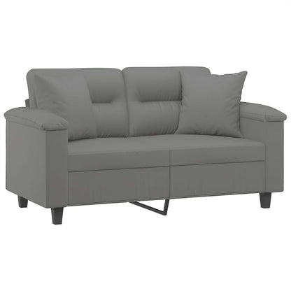 Sofá 2 lugares c/ almofadas 120 cm microfibra cinzento-escuro