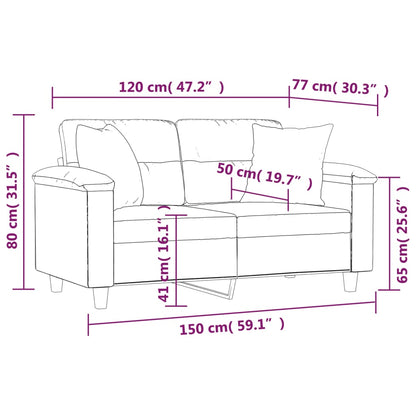 Sofá 2 lugares c/ almofadas 120 cm microfibra cinzento-escuro