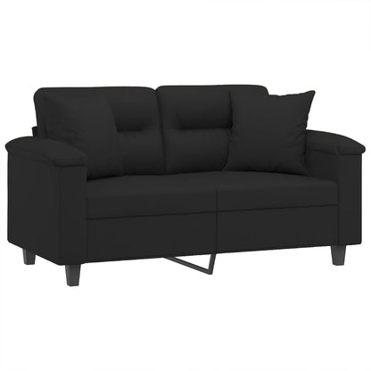 Sofá 2 lugares c/ almofadas 120 cm microfibra preto