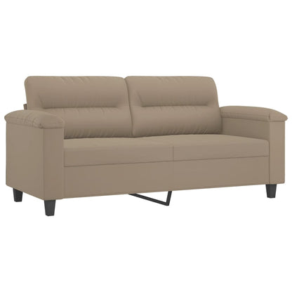 Sofá 2 lugares c/ almofadas 140 cm microfibra cinza-acastanhado