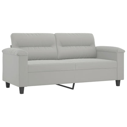 Sofá 2 lugares c/ almofadas 140 cm microfibra cinzento-claro
