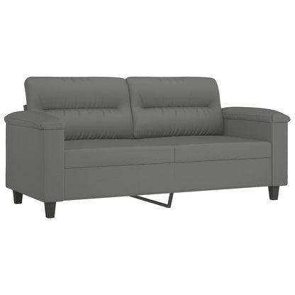Sofá 2 lugares c/ almofadas 140 cm microfibra cinzento-escuro