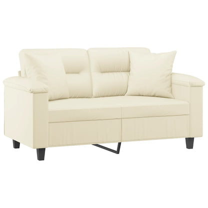Sofá 2 lugares + almofadas decorativas 120cm couro artif. creme