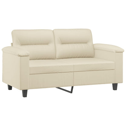 Sofá 2 lugares + almofadas decorativas 120cm couro artif. creme