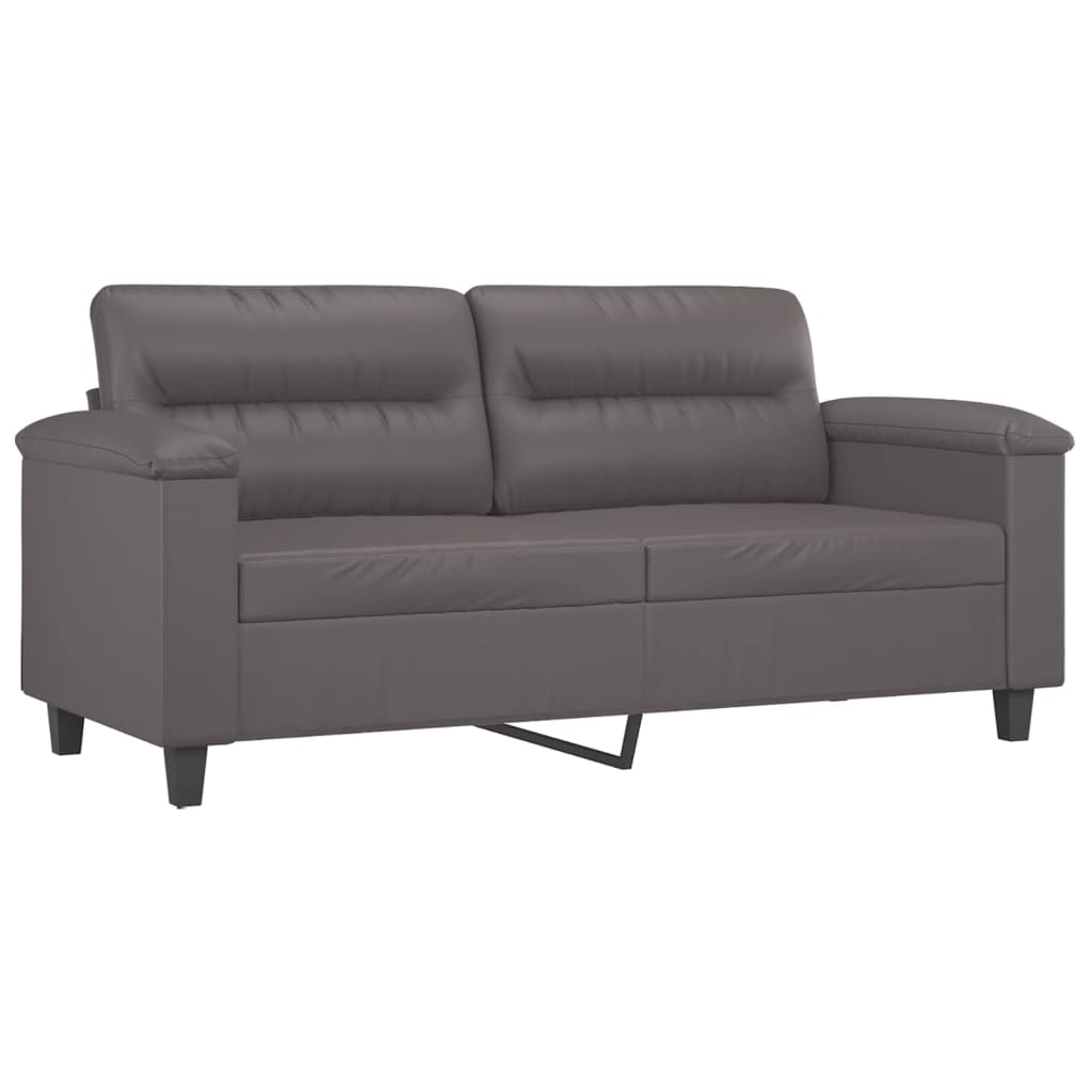 Sofá 2 lugares + almofadas decorativas 140cm couro artif. cinza