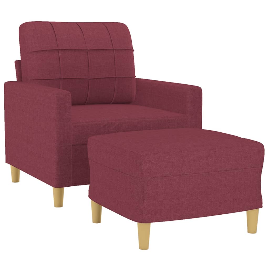 Poltrona com apoio de pés 60 cm tecido vermelho tinto