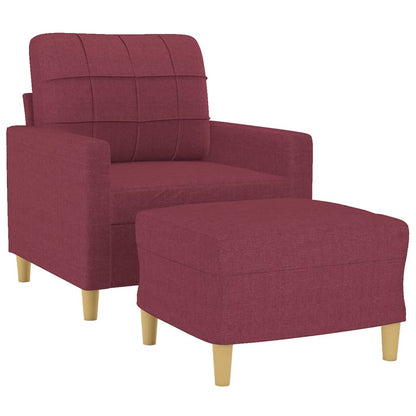 Poltrona com apoio de pés 60 cm tecido vermelho tinto