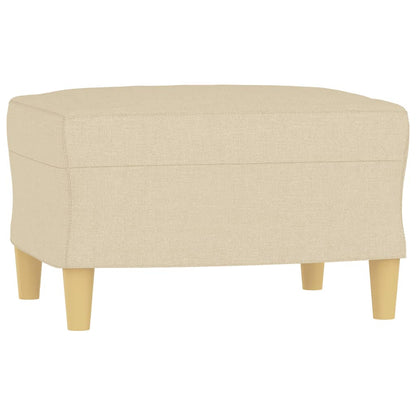 Sofá de 3 lugares com apoio de pés 180 cm tecido cor creme