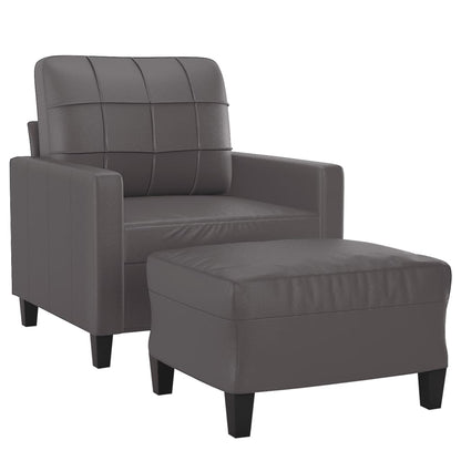Poltrona com apoio de pés couro artificial 60 cm cinzento