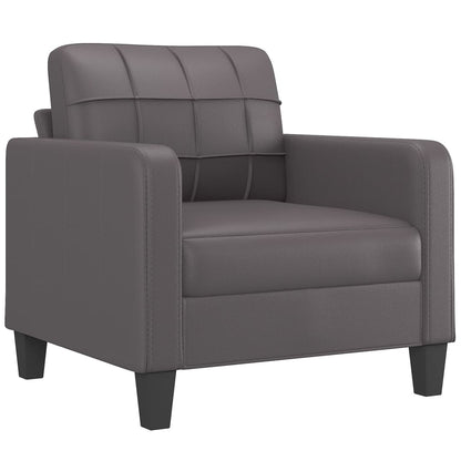 Poltrona com apoio de pés couro artificial 60 cm cinzento