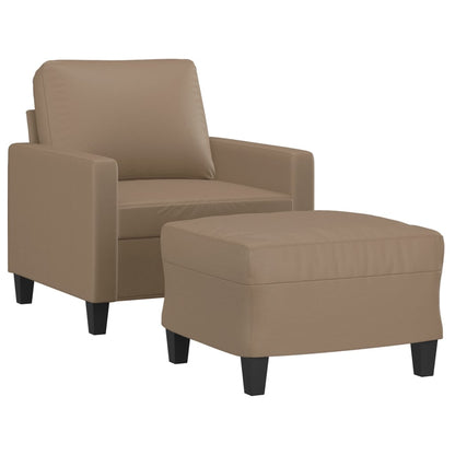 Poltrona com apoio de pés 60 cm couro artificial cappuccino