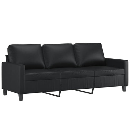 Sofá de 3 lugares c/ apoio de pés 180 cm couro artificial preto