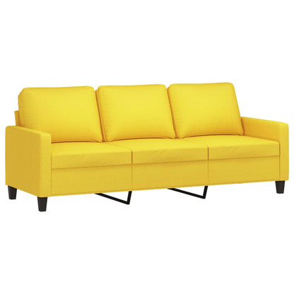 Sofá de 3 lugares com apoio de pés 180 cm tecido amarelo-claro