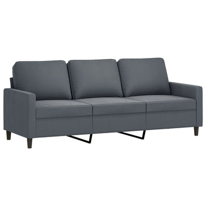 Sofá de 3 lugares com apoio de pés 180 cm veludo cinza-escuro