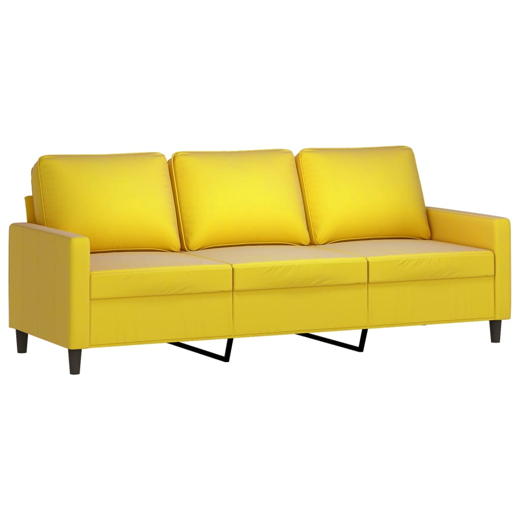 Sofá de 3 lugares com apoio de pés 180 cm veludo amarelo