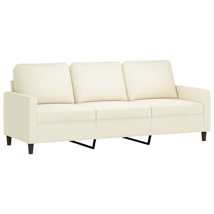 Sofá de 3 lugares com apoio de pés 180 cm veludo cor creme