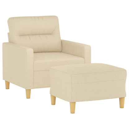 Poltrona com apoio de pés 60 cm tecido cor creme