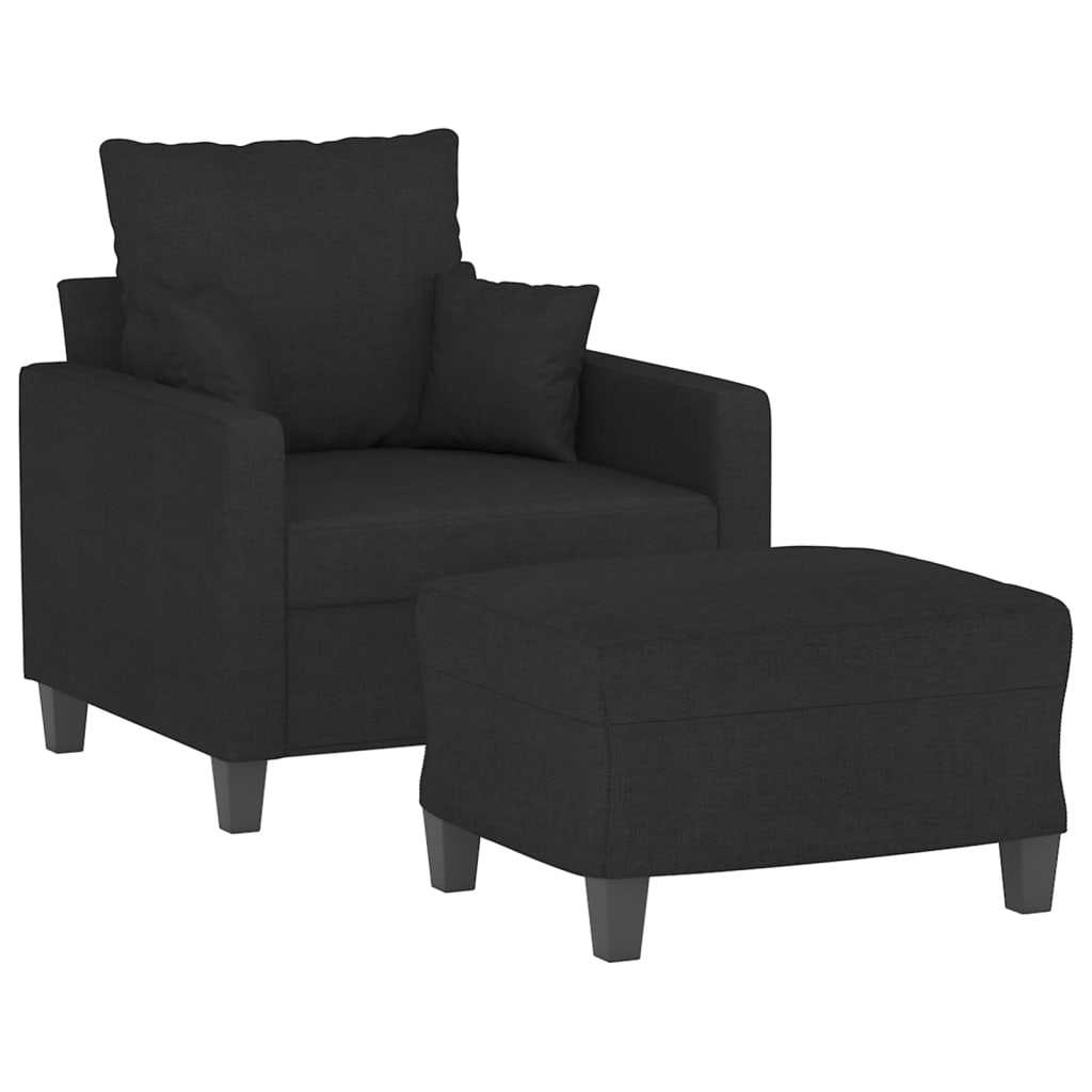 Poltrona com apoio de pés 60 cm tecido preto