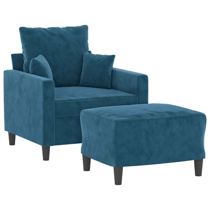 Poltrona com apoio de pés 60 cm veludo azul
