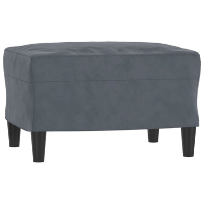 Sofá de 3 lugares com apoio de pés 180 cm veludo cinza-escuro