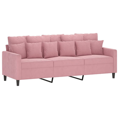 Sofá de 3 lugares com apoio de pés 180 cm veludo rosa