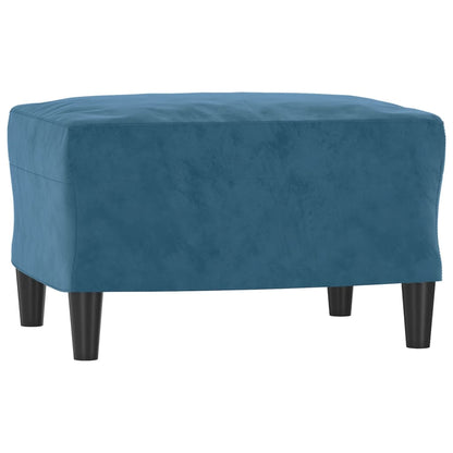 Sofá de 3 lugares com apoio de pés 180 cm veludo azul