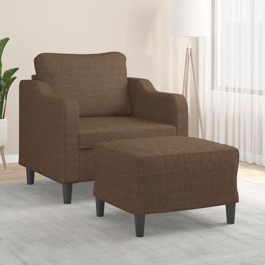 Poltrona com apoio de pés 60 cm tecido castanho