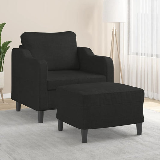 Poltrona com apoio de pés 60 cm tecido preto