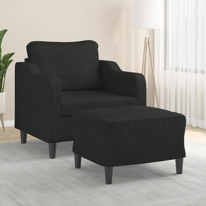 Poltrona com apoio de pés 60 cm tecido preto