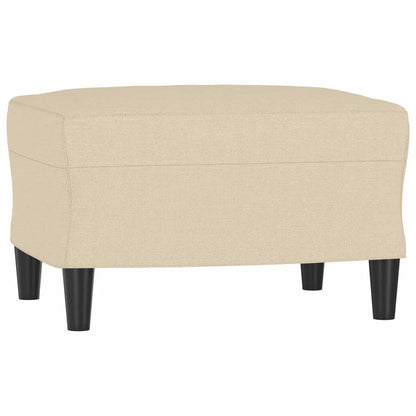 Sofá de 3 lugares com apoio de pés 180 cm tecido cor creme