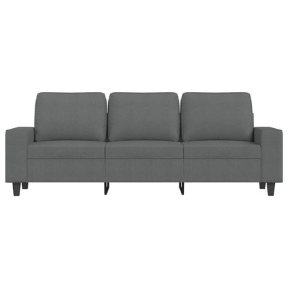 Sofá de 3 lugares com apoio de pés 180 cm tecido cinza-escuro