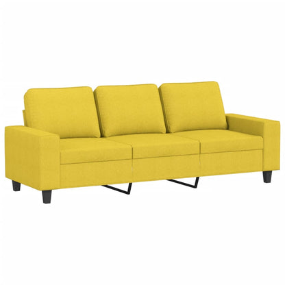 Sofá de 3 lugares com apoio de pés 180 cm tecido amarelo-claro