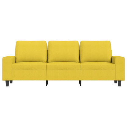 Sofá de 3 lugares com apoio de pés 180 cm tecido amarelo-claro