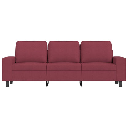 Sofá de 3 lugares com apoio de pés 180 cm tecido vermelho tinto