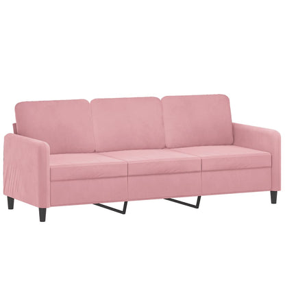 Sofá de 3 lugares com apoio de pés 180 cm veludo rosa