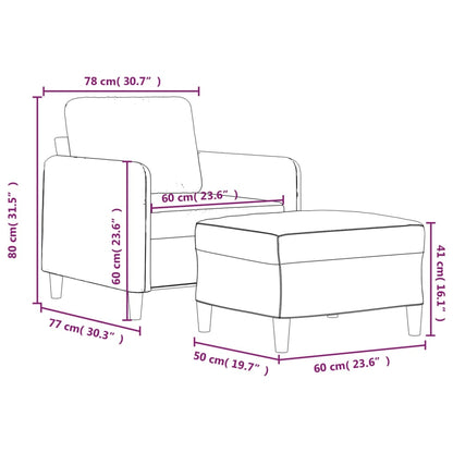 Poltrona com apoio de pés 60 cm tecido cinzento-escuro