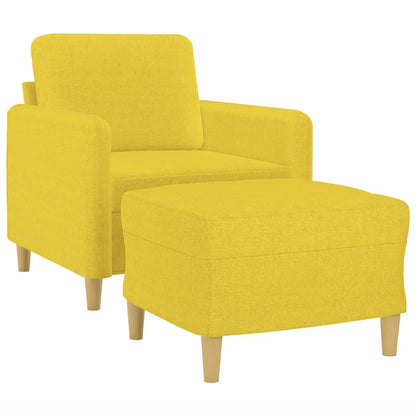 Armchair with footrest 60 cm light yellow fabric