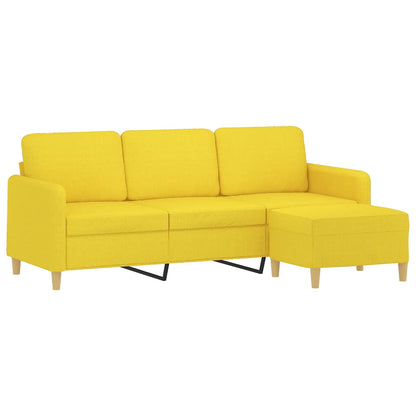 3-seater sofa with footrest 180 cm light yellow fabric