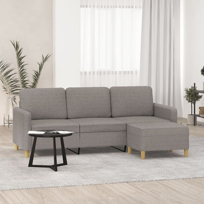 Sofá 3 lugares com apoio de pés 180 cm tecido cinza-acastanhado