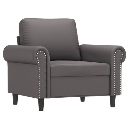 Poltrona com apoio de pés couro artificial 60 cm cinzento