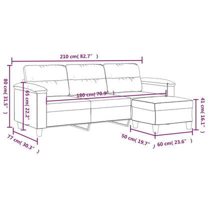 Sofá de 3 lugares c/ apoio de pés 180cm microfibra cinza-escuro