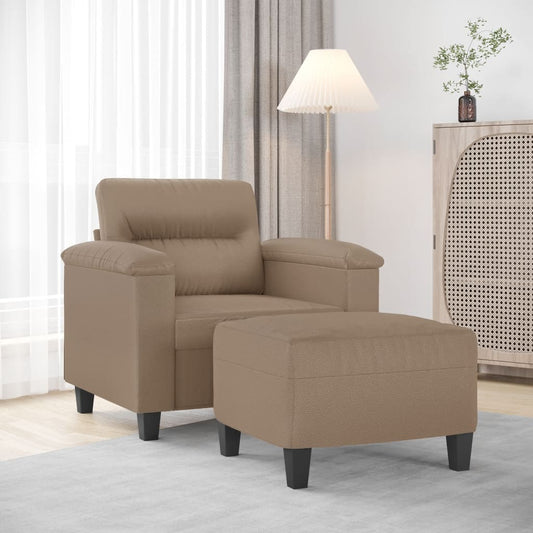 Poltrona com apoio de pés 60 cm couro artificial cappuccino