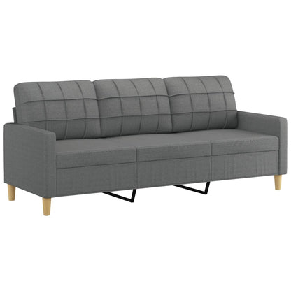 3 pcs sofa set with cushions dark grey fabric