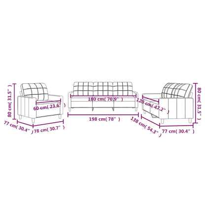 3 pcs sofa set with cushions dark grey fabric
