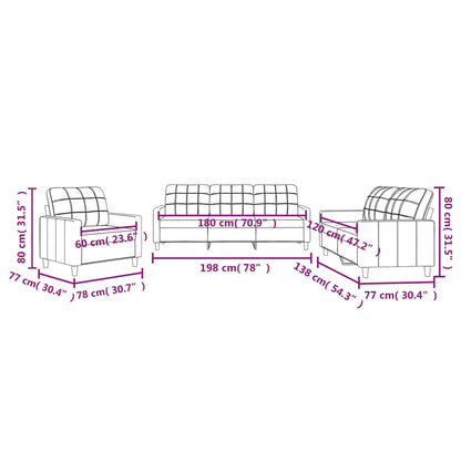 3 pcs sofa set with cushions black fabric