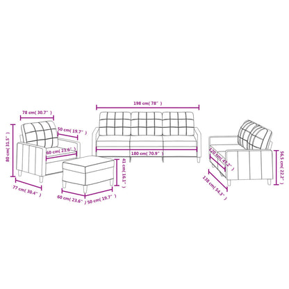 4 pcs conjunto de sofás com almofadões tecido cinzento-claro