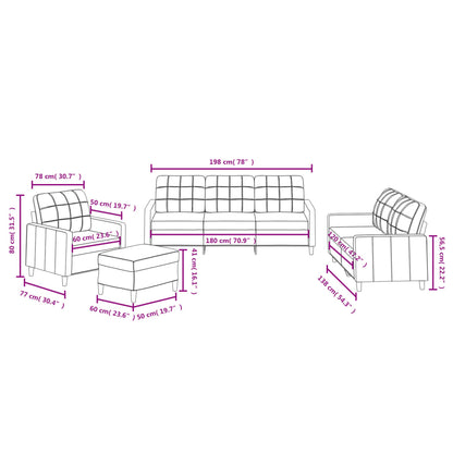 4 pcs conjunto de sofás com almofadões tecido cinzento-escuro